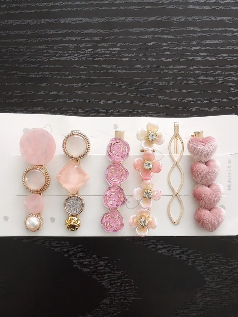 Pink Floral & Faux Pearl Decorative Hair Clip Set
